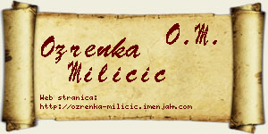 Ozrenka Miličić vizit kartica